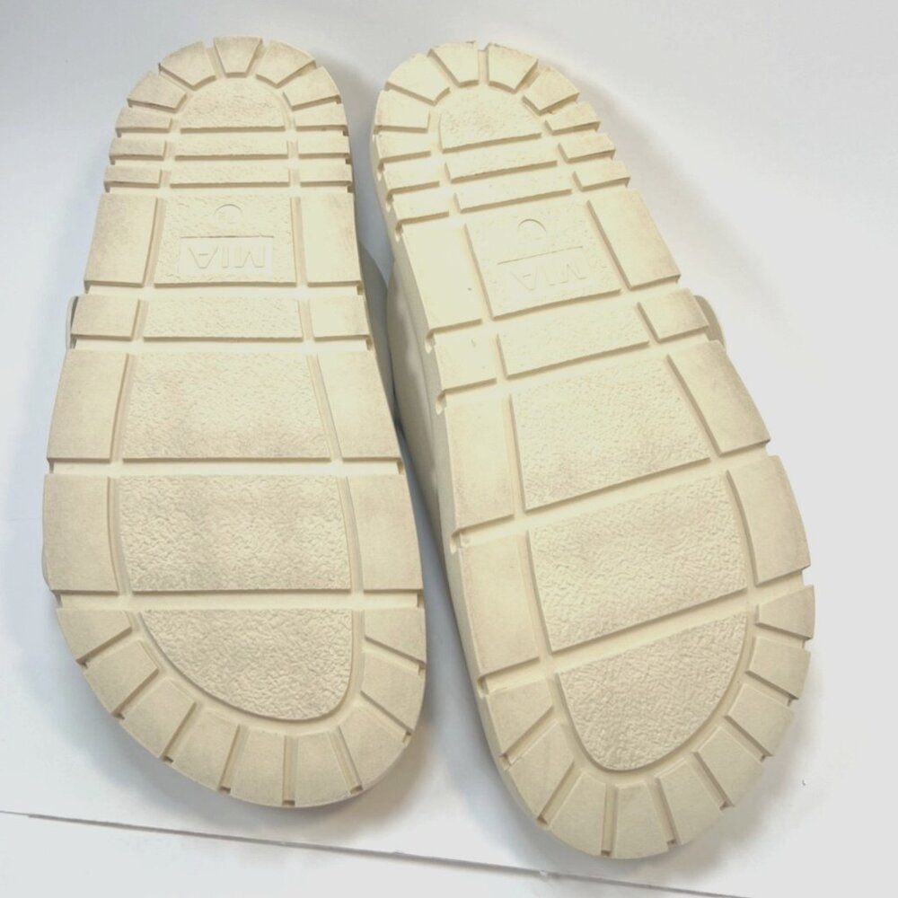 MIA Gen Chunky Sandals Women Double Buckle Beige Slides Size 7.5 - Picture 6 of 8